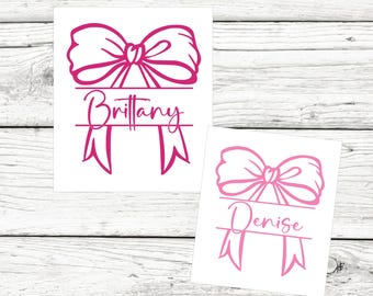 Custom Name Bow Vinyl Decal - Personalized Car Decal
