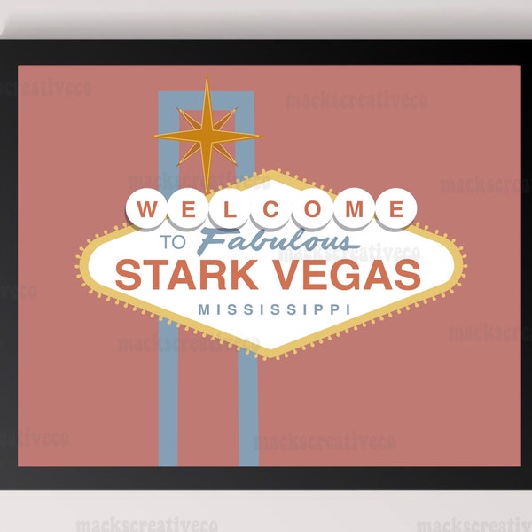 Stark Vegas Art Print | Starkville (Mississippi |) Mississippi State University
