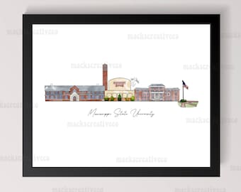 Mississippi State Art Print | College Art Print | Starkville, Mississippi Art