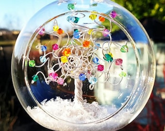 Made-to-Order Christmas Bauble - Personalised Wire and Crystal Tree Bauble.