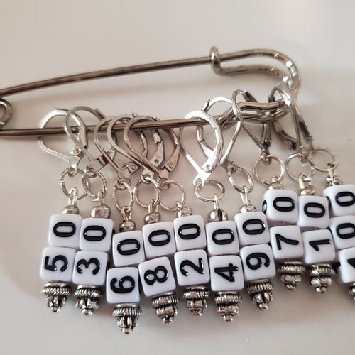 20 Knitting Stitch Markers White Numbers Etsy UK