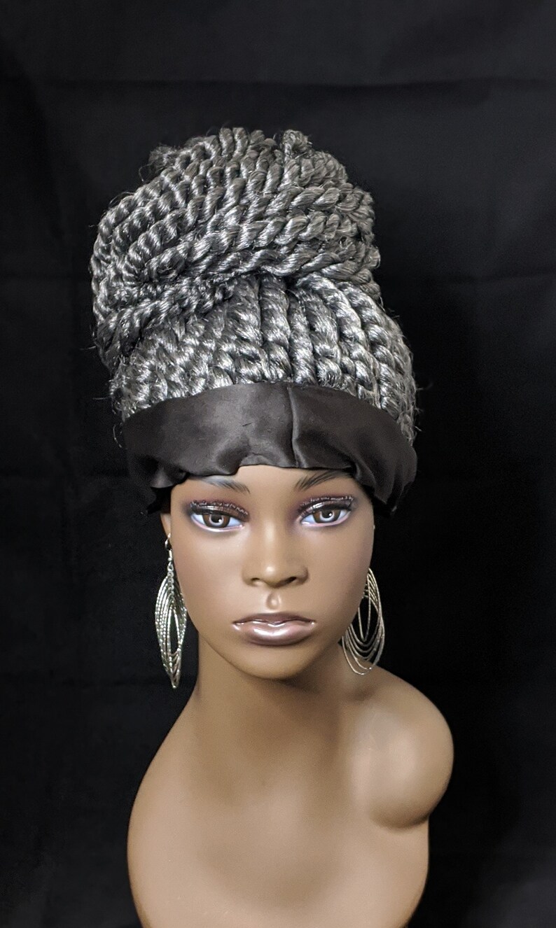 Headband Ponytail Wig Grey Twists Etsy