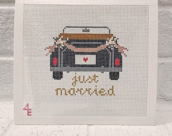Floral Crest Ring Bearer Wedding Needlepoint Pillow DIY Canvas