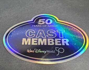Cast Member | Holographic Small 3" or 4" Walt Disney World 50th Anniversary Holographic Sticker inspired by the 50th Anniversary Celebration