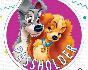 Disney's Lady and the Tramp Fan-Art Annual Passholder Car Magnet