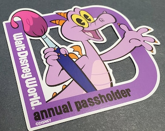 New! Disney's new EPCOT 'D" Figment Annual Passholder Car Magnet or Sticker 2023 release (copy)