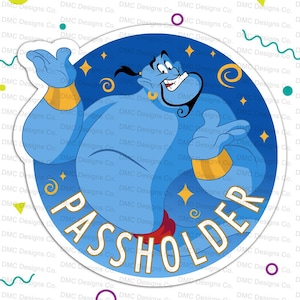 Disney&#39;s Aladdin&#39;s genie Annual Passholder Car Magnet or Sticker featuring the Jinn (Fan-Art)