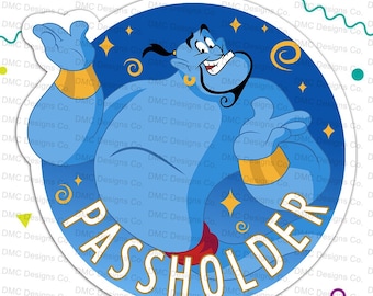 Disney's Aladdin's genie Annual Passholder Car Magnet or Sticker featuring the Jinn (Fan-Art)