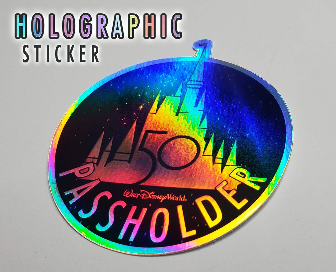 Sticker | New! 4" Holographic Walt Disney World 50th Anniversary HOLO ...
