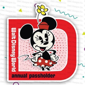 NEW! 'D' AP Passholder Magnet featuring Retro Minnie Mouse! (Fan-Art) Inspired by the New 2021 Magnet design