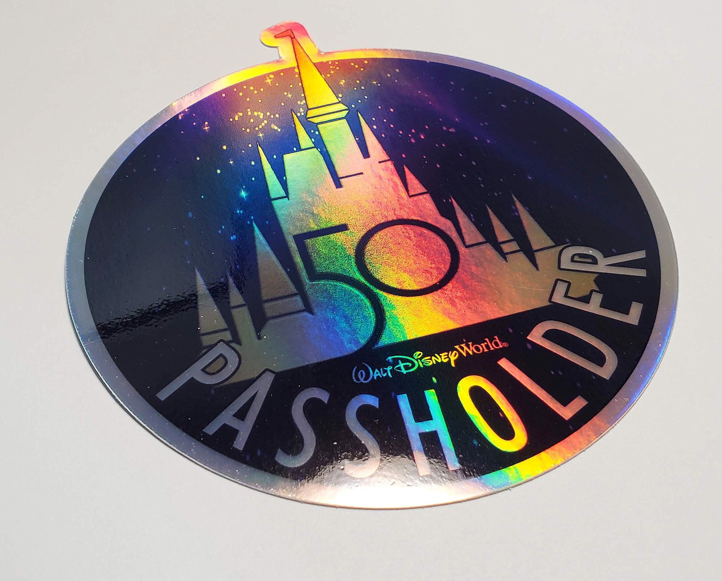 Sticker | New! 4" Holographic Walt Disney World 50th Anniversary HOLO ...