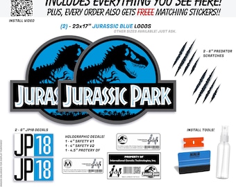 New! Jurassic Park Blue Decal Set! 2 water/UV proof Removal decals for your Car!