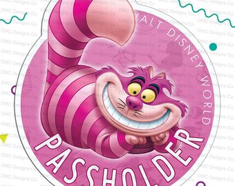 Disney's Cheshire Cat (Adventures in Wonderland) Annual Pass holder Car Magnet or Sticker Fan-Art inspired