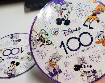 Disney's NEW 100 Years of Wonder featuring Mickey, Minnie and the gang oval or round magnet or Sticker 2023 in Pixie Dust! (fan made)