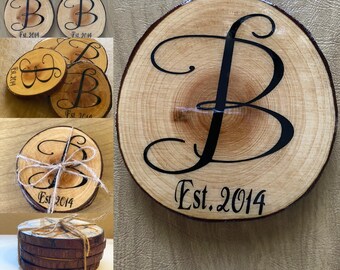 Set of 4 Personalized Wood Coasters-GREAT gift idea!