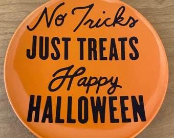 Halloween Decorative Plate - Trick Or Treat Halloween Plate - Halloween Decor - Orange and Black Decor - Trinket Dish