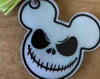 Kürbis-König-Maus-Schlüsselanhänger - Custom Jack Skellington inspiriert Schlüsselanhänger - Geldbörse Charme - Disney Glitter Schlüsselanhänger - Alptraum vor Weihnachten