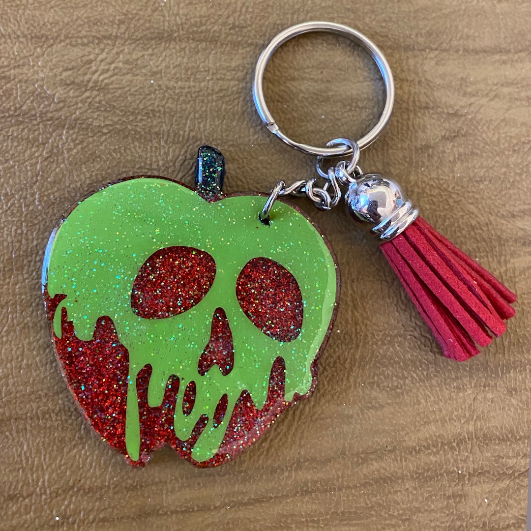 Poison Apple Keychain Custom Disney Inspired Keychain Purse Charm Disney Glitter Keychain Etsy
