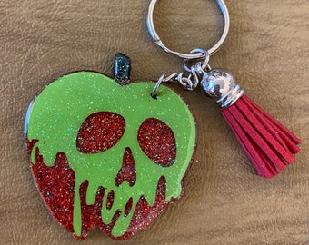 Poison Apple Keychain- Custom Disney Inspired Keychain- Purse Charm- Disney Glitter Keychain