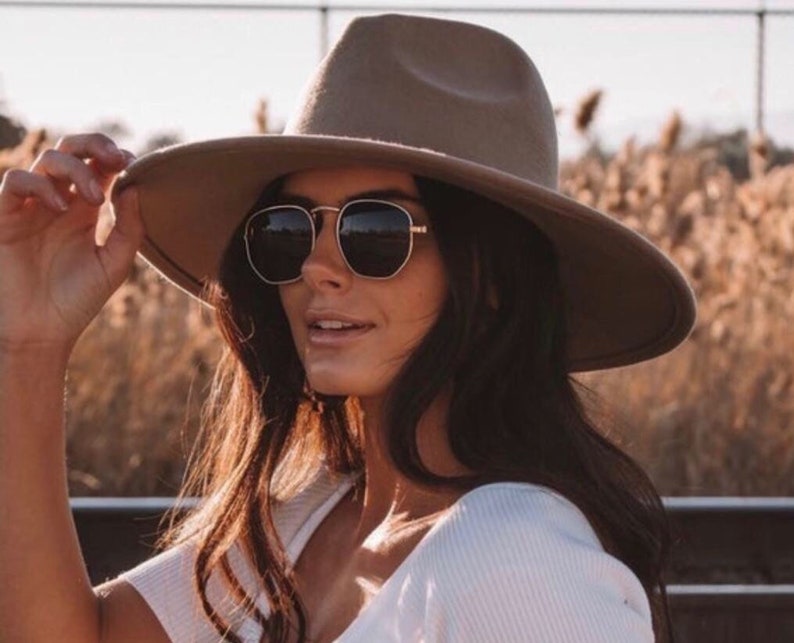 Sombrero fedora de ala ancha mujeres-sombrero fedora ajustable sombrero fedora de señoras sombrero fedora de fieltro sombrero de hombre sombrero fedora de lana sombrero fedora marrón imagen 1