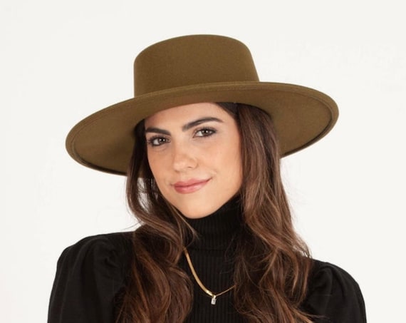 Sombrero Canotier Mujer de Ala Ancha Color Taupe - Sombreros Mujer