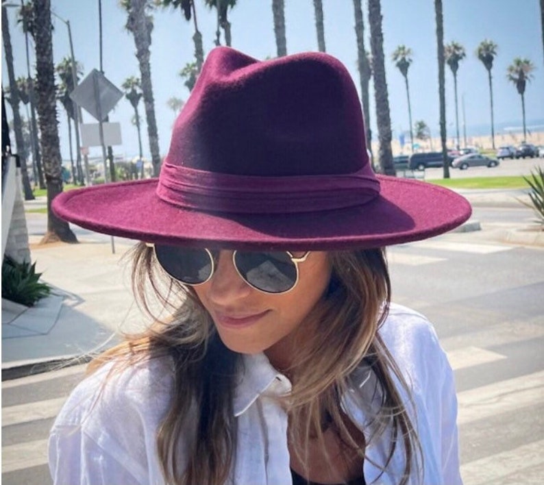 Women Fedora Hatwide Brim Adjustable Fedorarancher Ladies Etsy