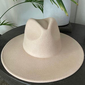 Sombrero fedora de ala ancha mujeres-sombrero fedora ajustable sombrero fedora de señoras sombrero fedora de fieltro sombrero de hombre sombrero fedora de lana sombrero fedora marrón Beis