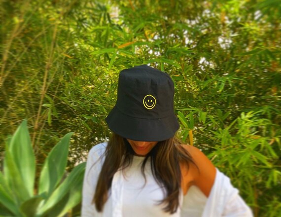 Black Smile Bucket Hat-white Smiley Bucket Hat-unisex Bucket Hat