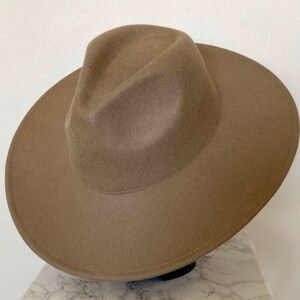 Wide brim fedora hat women-adjustable fedora hat ladies fedora hat felt fedora hat man hat wool fedora hat brown fedora hat Taupe