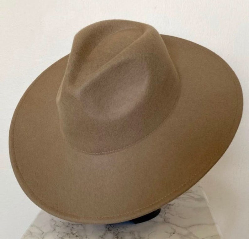 Sombrero fedora de ala ancha mujeres-sombrero fedora ajustable sombrero fedora de señoras sombrero fedora de fieltro sombrero de hombre sombrero fedora de lana sombrero fedora marrón Taupe