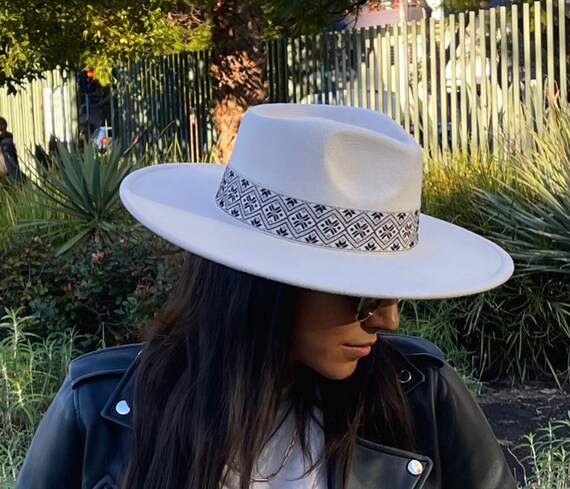Women Vegan Felt Fedora Hat Wide Brim 