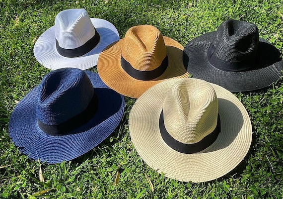 Panama Straw Hat, Panama Hat Style, Summer Hat for Men, Sun Hat for Women,  Summer Fedora Hat, Vintage Hat,summer Beige Brown Black White Hat 