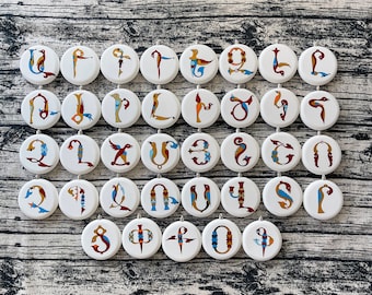 Christmas Ornament Set, Armenian Bird Letter Alphabet Whole 37 Letters, Holiday Gift, Trchnatar, Personalized Gift