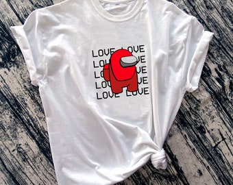 Among Us Valentine's Day T-shirt, Love  Among Us, Personalized Shirt, Red Impostor Shirt, Among Us Game, Valentine Among Us Gift,