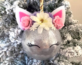 Personalized Unicorn Ornament, Christmas Ornament, Holiday Gift, Handmade Ornament