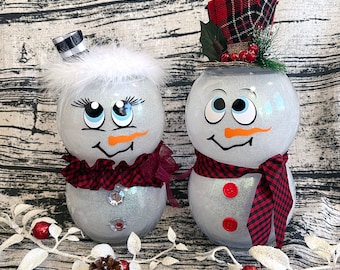 Snowman, Christmas Decor, Light up Snowman, Holiday Decor, Glass Snowman, Snowman Decor, Christmas Gift