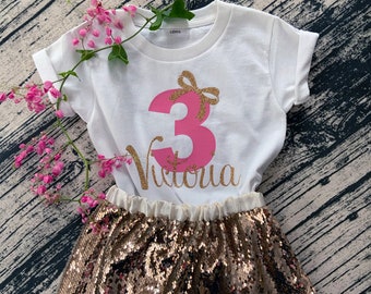 Kids Birthday T-shirt, Custom Made Birthday Outfit, Toddler Kids Child Clothing, Personalised for Girls