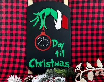 Christmas Chalkboard Countdown, Grinch Advent Calendar,  Kids Sign, Children's Christmas Sign