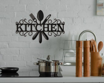 Vivegate Utensil Kitchen Signs Metal Wall Decor-15”X11” Wall Art Black Wall Decor Sign for Kitchen and Dining Room Metal Decor