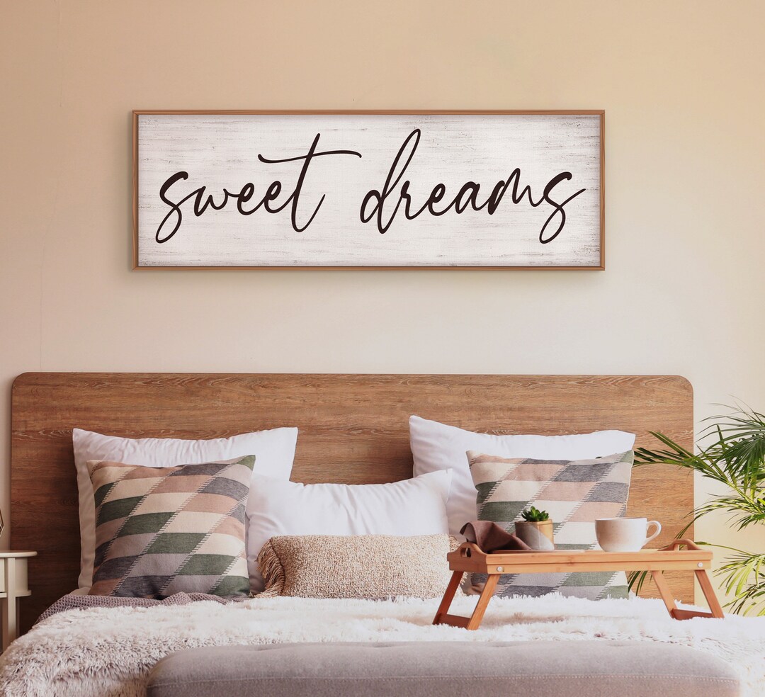 Sweet Dreams Bedroom Sign 45x15 Framed Wall Decor for Bedroom Wall