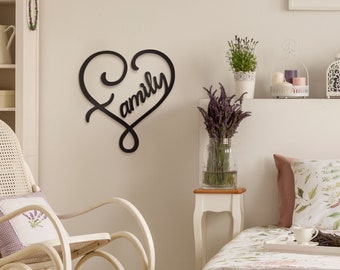 Vivegate Metal Family Infinity Heart Wall Sign- 12.5"X11.5"  Wall Decor Black Small Family Love Signs for Home Wall Decor Decorative Art