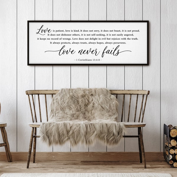 42"X15" 1 Corinthians 13 Wall Art with Easy Setup - Premium Quality, Thoughtful Gift for Home or Office decor