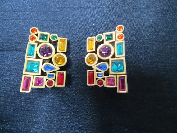 Groovy colourful geometric earrings