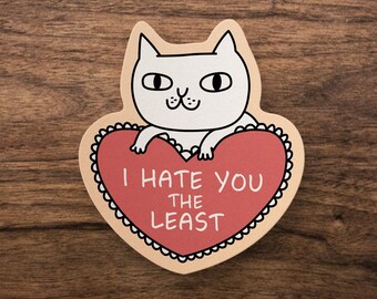 Funny Cat Love card Unique Love Gift Cute Love Card Surprise Anniversary Gift Cat lover card I Hate You The Least LV093