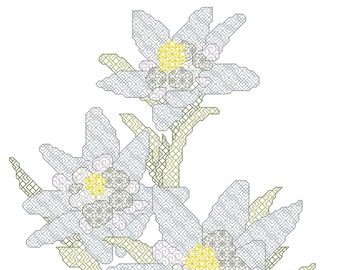 Edelweiss Blume Blackwork Muster