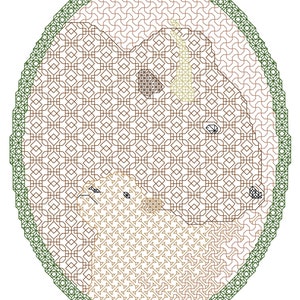 Bison Mama and Baby Blackwork Pattern