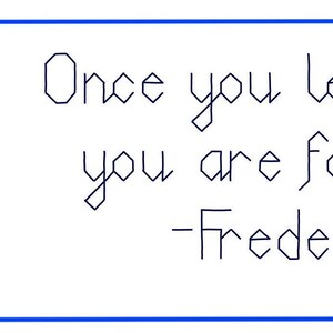 May include: A blue and white bookmark with a stack of books and the quote "Once you learn to read, you are forever free. -Frederick Douglass".