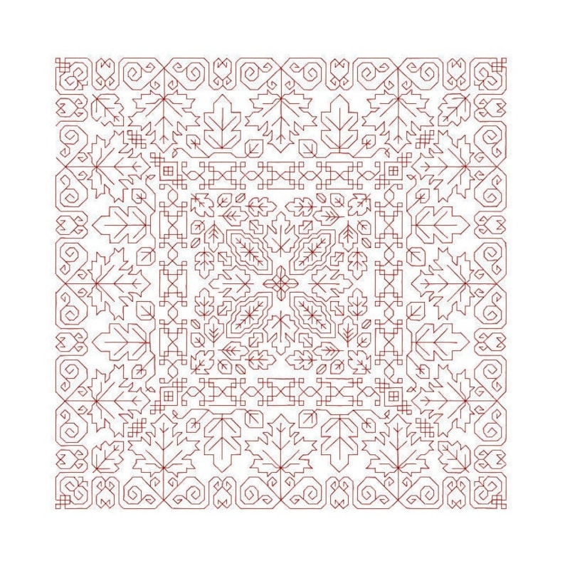 以下が含まれることがあります： 様々な葉や花の形状を持つ、対称的なパターンの茶色の線画。パターンは画像全体に繰り返され、複雑で精巧なデザインを生み出しています。