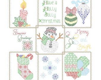 クリスマスクイックステッチブラックワークパターンセット