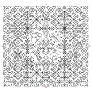 Winter Fun Block Blackwork Pattern